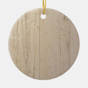 White Washed Textured Wood Grain Ceramic Ornament