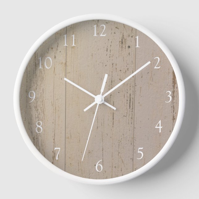 White Washed Textured Wood Grain Clock (Front)