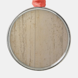 White Washed Textured Wood Grain Metal Ornament