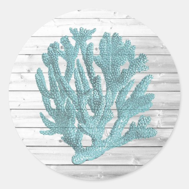 White Washed Wood Beachy Coral Stickers (Front)