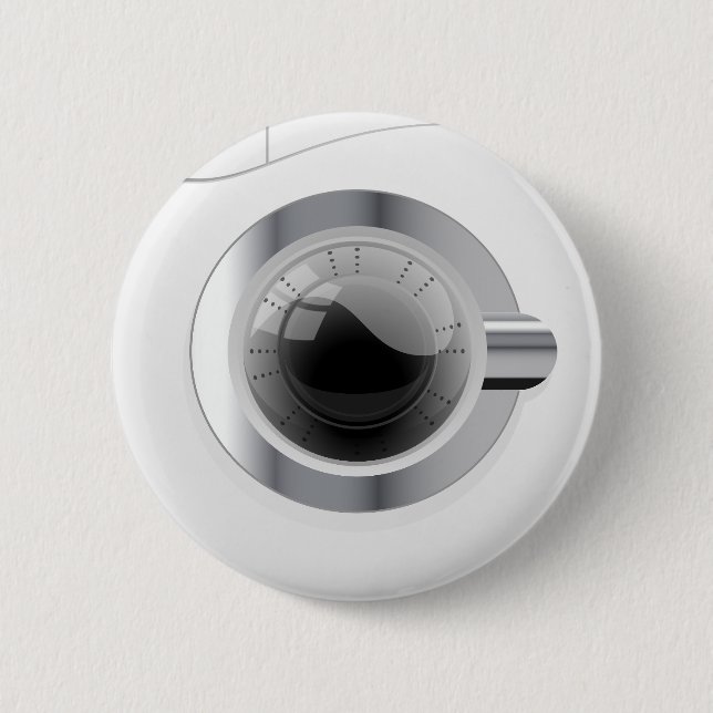 White Washing Machine 6 Cm Round Badge (Front)