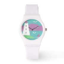 White Watch with Lighthouse Design