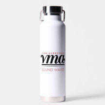 White Water Bottle with Black Cursive Name, Phone