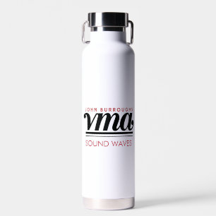 White Water Bottle with Black Cursive Name, Phone
