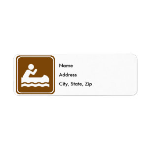 White Water Canoeing Highway Sign Return Address Label