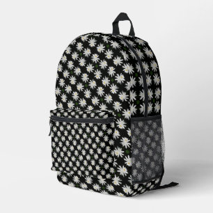 White Water Lilies with Black and Green Printed Backpack