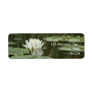 White Water Lily Flower Pads Reflection in Pond Return Address Label