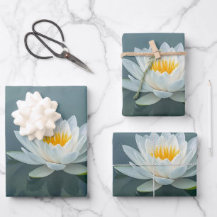 White Water Lily Gift Wrap – Tranquil Floral Desig