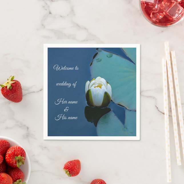 White water lily in the pond, nature photography   napkin (Insitu)