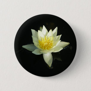 White Water Lily/Lotus 6 Cm Round Badge