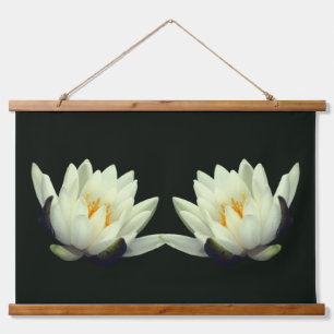 White Water Lily Lotus Flower Twins Hanging Tapestry