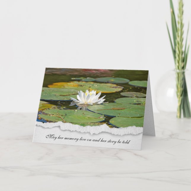 white water lily sympathy card (Front)