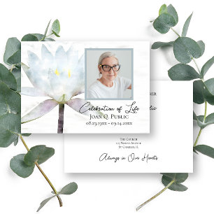 White Water Lily Watercolor Celebration of Life Invitation