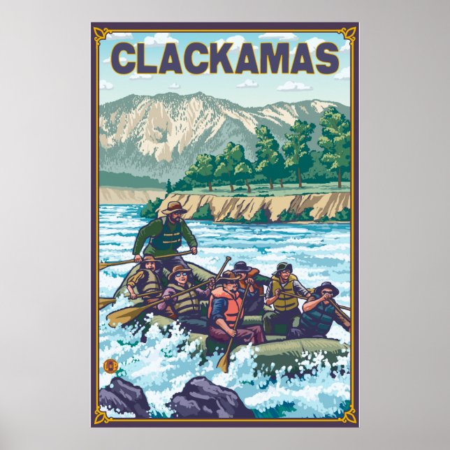 White Water Rafting - Clackamas, Oregon Poster (Front)