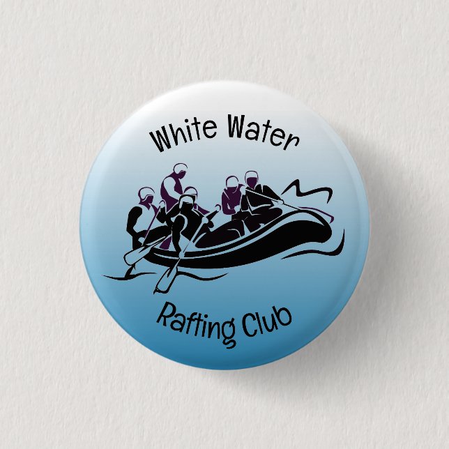 White Water River Rafting Design Button (Front)