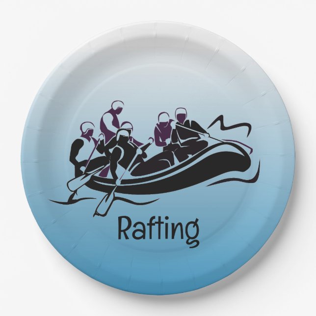 White Water River Rafting Design  Paper Plate (Front)