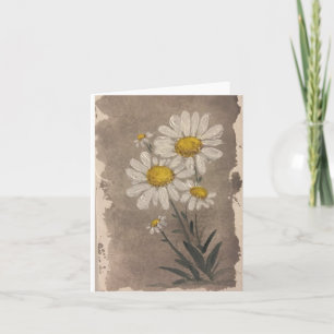White watercolor daisies- folded blank card