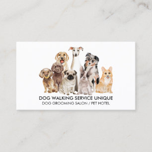 White Watercolor Dogs Groomer Pet Sitter Business Card