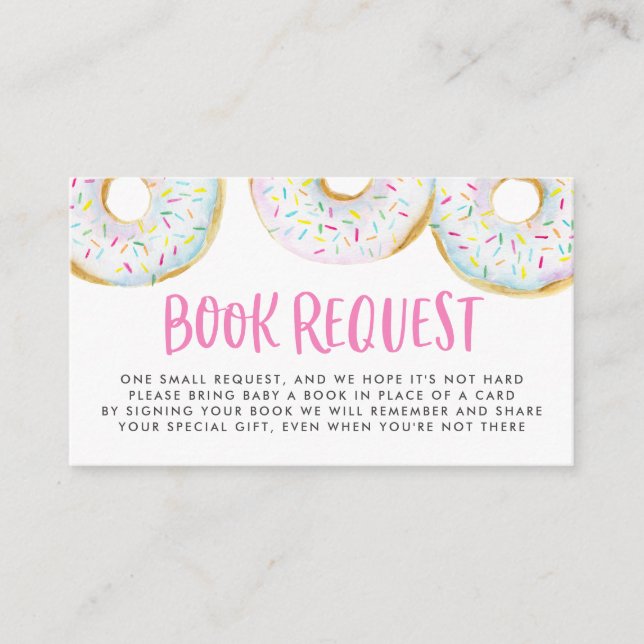 White Watercolor Doughnuts Sprinkles Book Request Enclosure Card (Front)