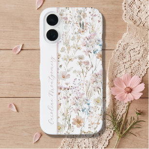 White Watercolor Floral Personalised iPhone 16 Case