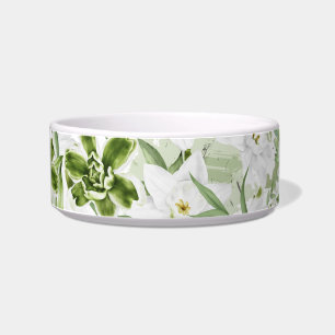 White Watercolor Flowers 2 Bowl