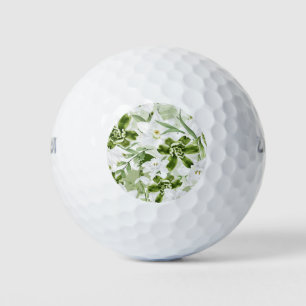 White Watercolor Flowers 2 Golf Balls