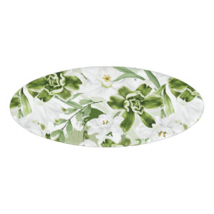 White Watercolor Flowers 2 Name Tag