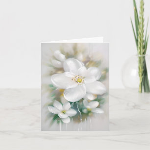 White watercolor flowers customisable card