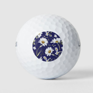 White Watercolor Flowers Golf Balls