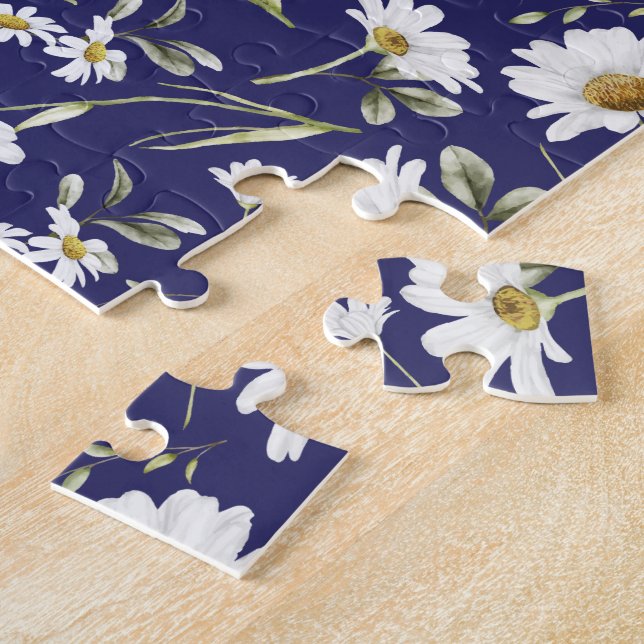 White Watercolor Flowers Jigsaw Puzzle (Side)
