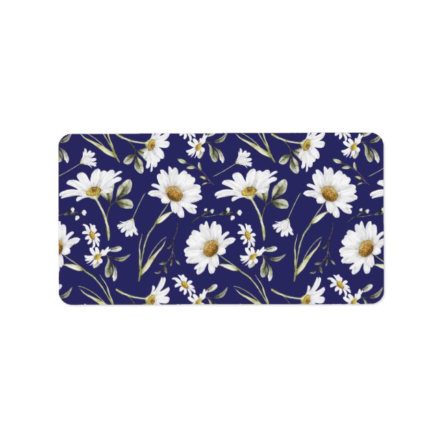 White Watercolor Flowers Label (Front)