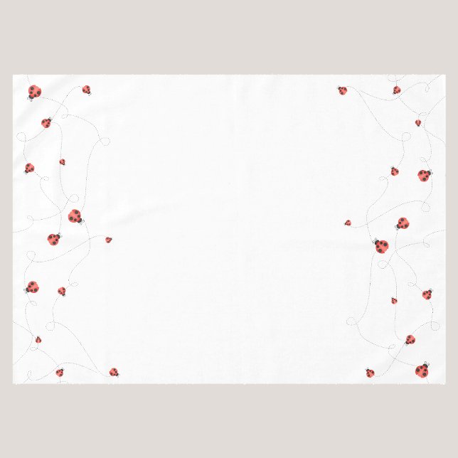 White Watercolor Fluttering Ladybugs Tablecloth (White Watercolor Fluttering Ladybugs Tablecloth)