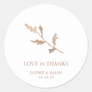 White Watercolor Foliage Couple Thank You Wedding Classic Round Sticker