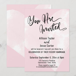 White Watercolor Heart Pastel Pink You Are Invited Invitation