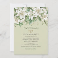 White Watercolor Lilies Greenery Gold Wedding