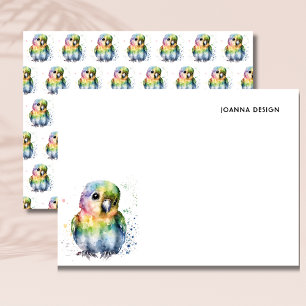 White Watercolor Parrot Stationery Note Card