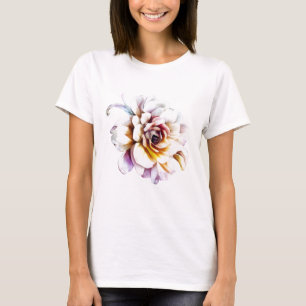 White Watercolor Rose Flower T-Shirt