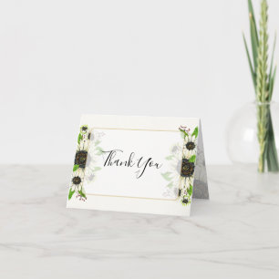 White Watercolor Sunflower Thank You Card