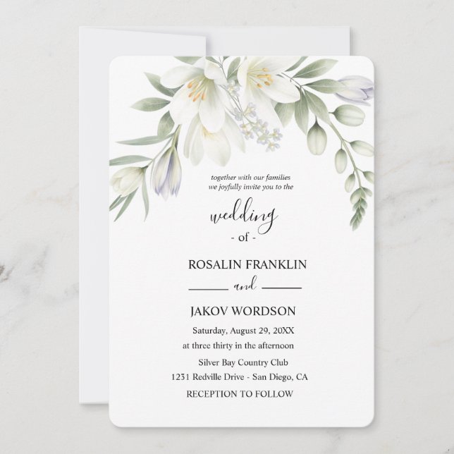 white watercolor wedding invitation (Front)