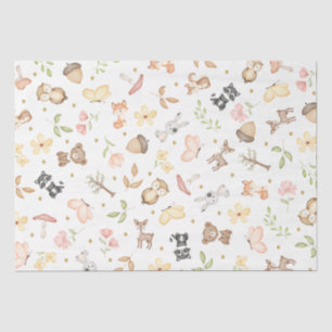White Watercolor Woodland Animals  Tissue Paper