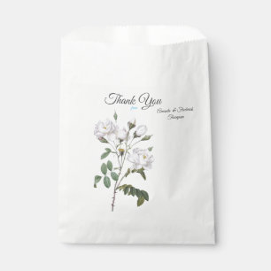 White Watercolour Roses painted on Champagne Silk Favour Bag
