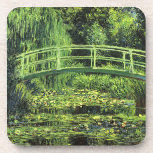White Waterlilies by Claude Monet, Vintage Art Coaster