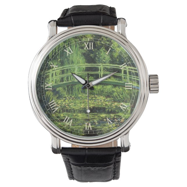 White Waterlilies by Claude Monet, Vintage Art Watch (Front)