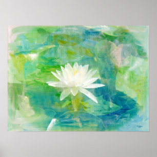 White Waterlily Blossom Poster