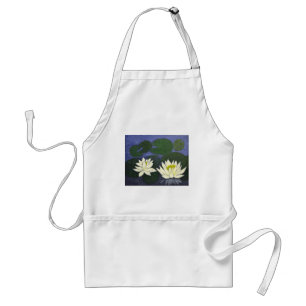 White Waterlily Flowers, Acrylic painting Standard Apron