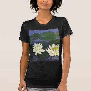 White Waterlily Flowers in a Pond. T-Shirt