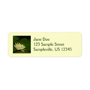 White Waterlily I Peaceful Floral Photography Return Address Label