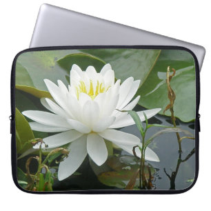 White Waterlily Wildflower Laptop Sleeve