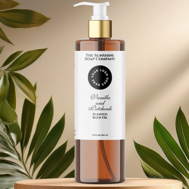 White waterproof cosmetics bottle label with logo (Creator Uploaded)