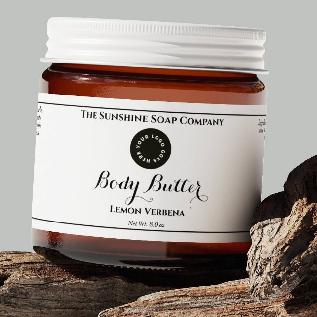 White Waterproof Cosmetics Jar Label with Logo (Creator Uploaded)